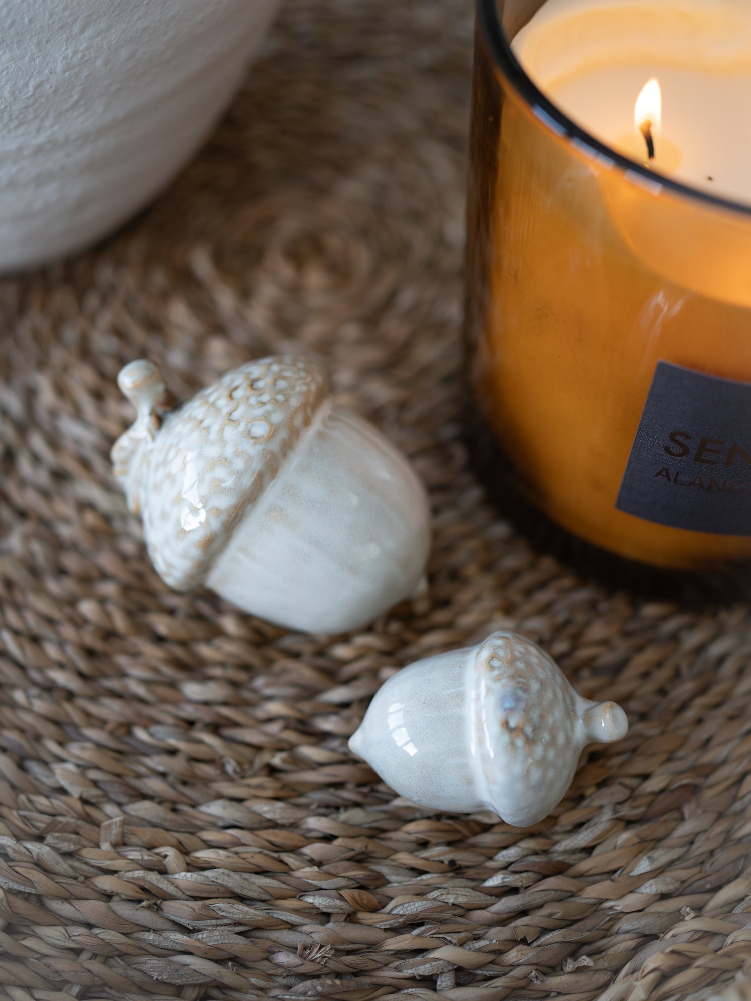 Glazed Ceramic Rustic Acorns | Set of 2