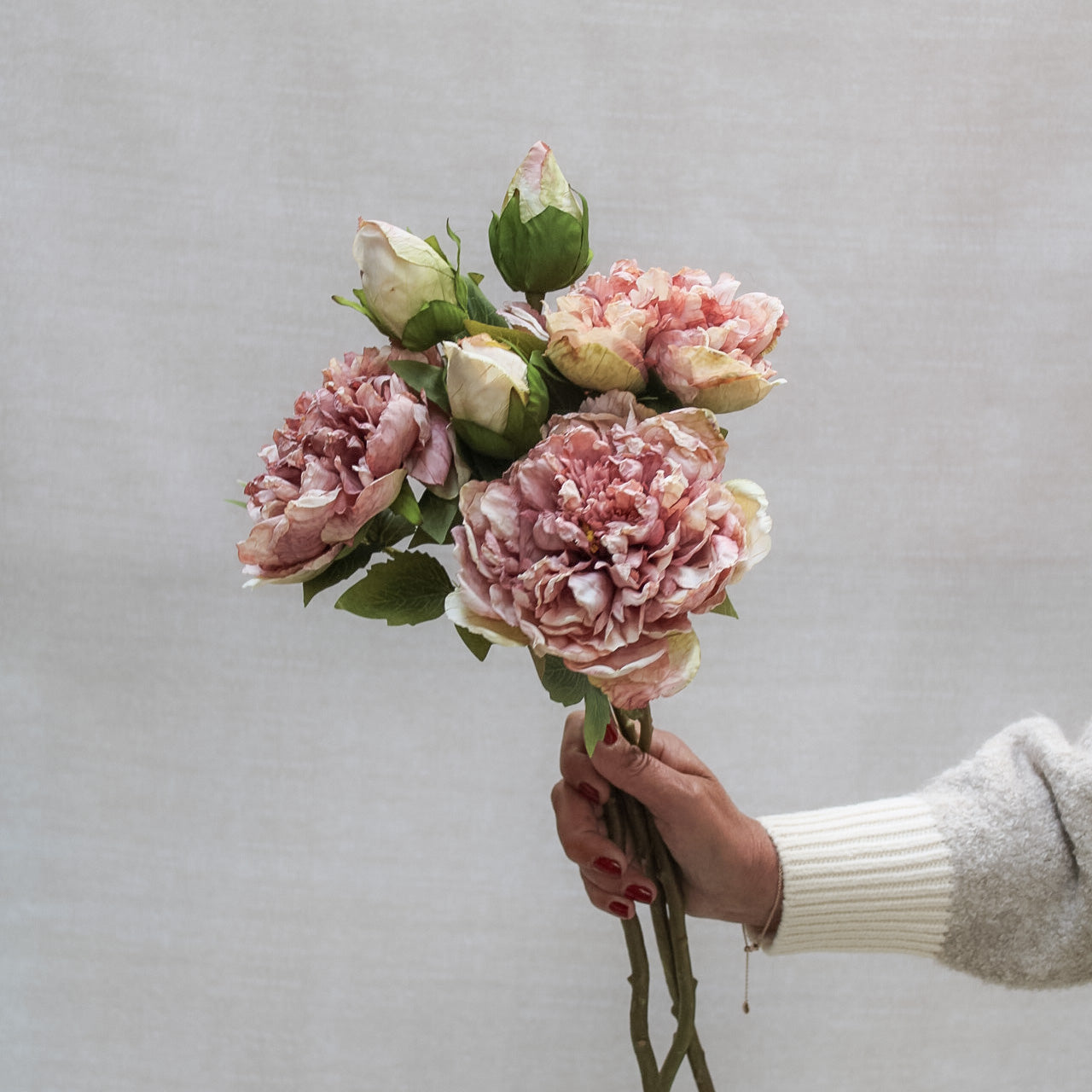 Dried Touch Blush Pink Peony Stem | Bundle of 3