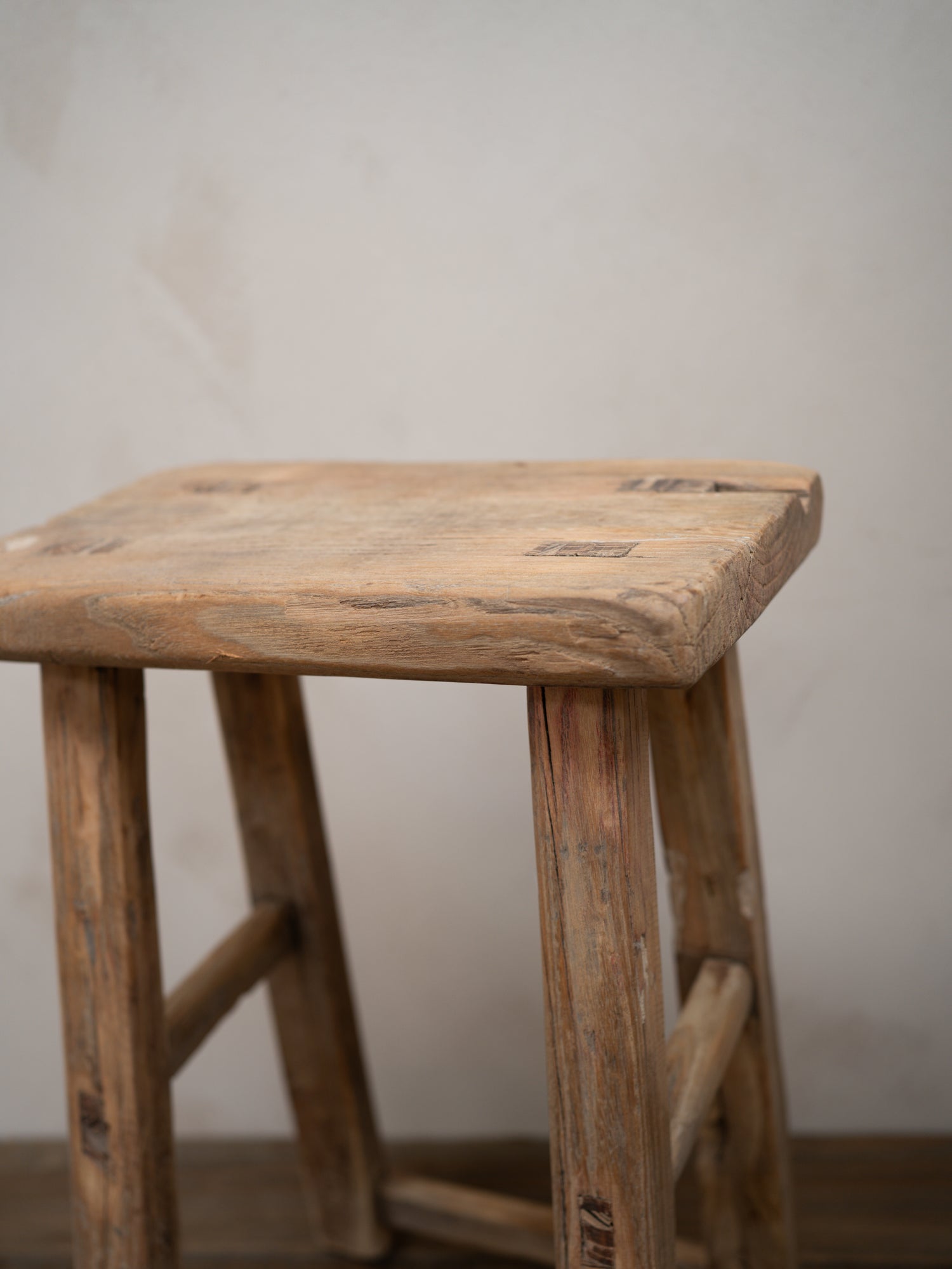 Tall Reclaimed Wooden Milking Stool - Style F