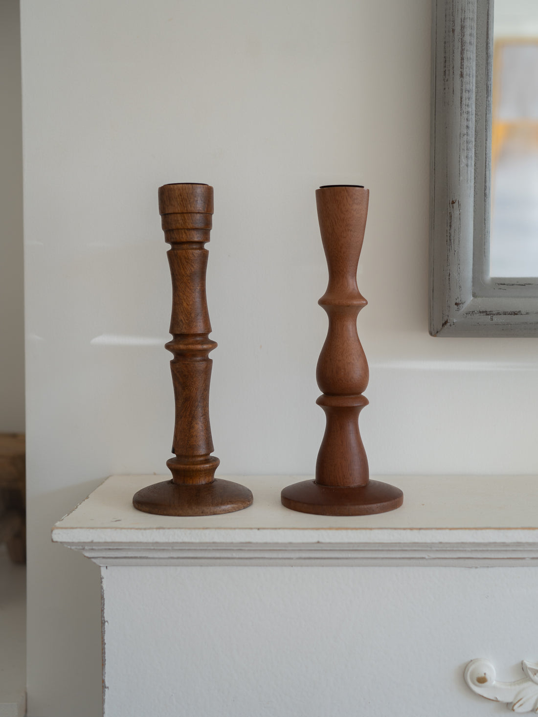 Dark Wood Mango Wood Candlestick