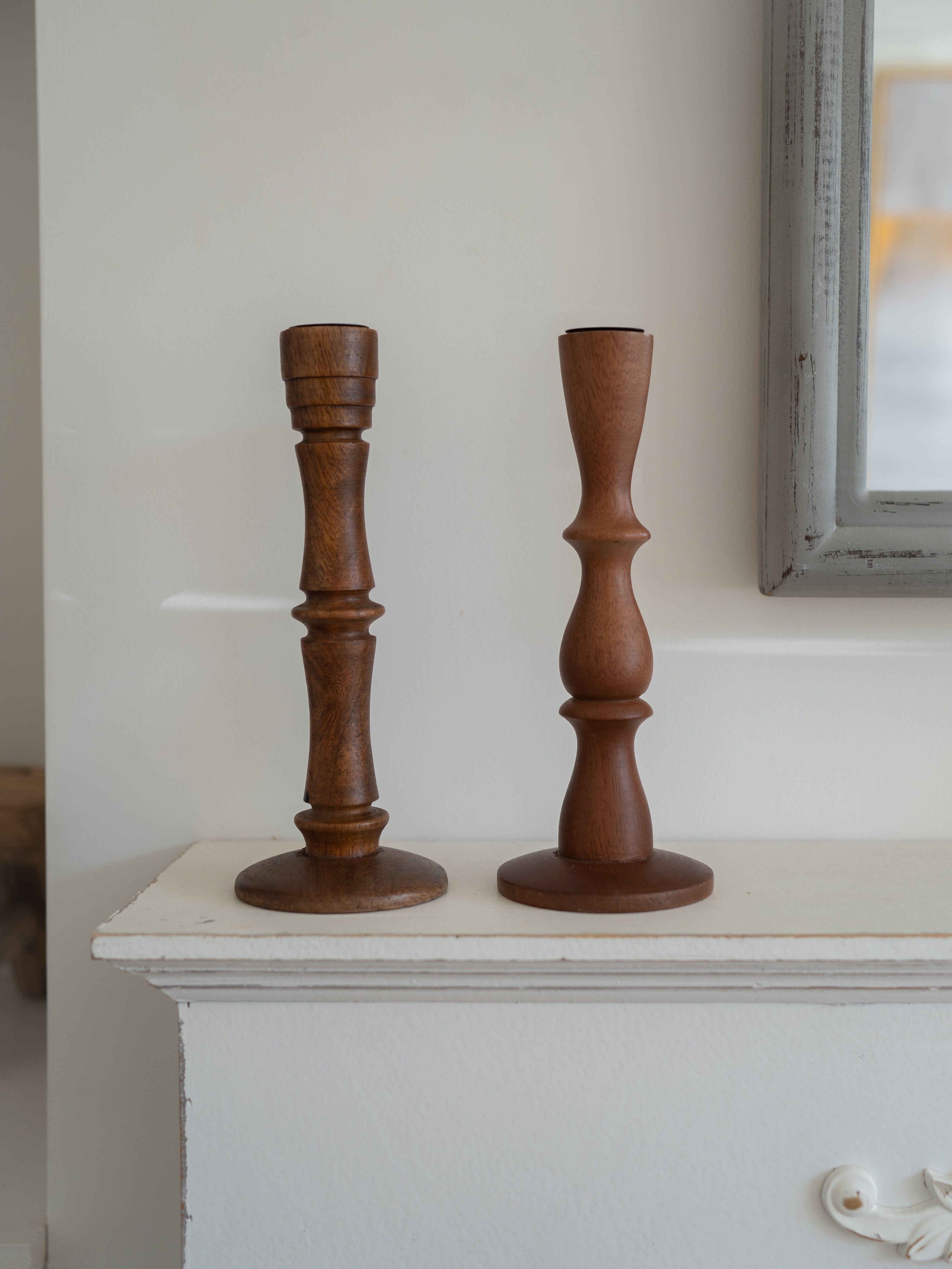 Dark Wood Mango Wood Candlestick