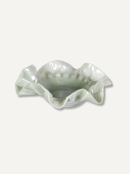 Celadon Wavy Edge Glass Bowl