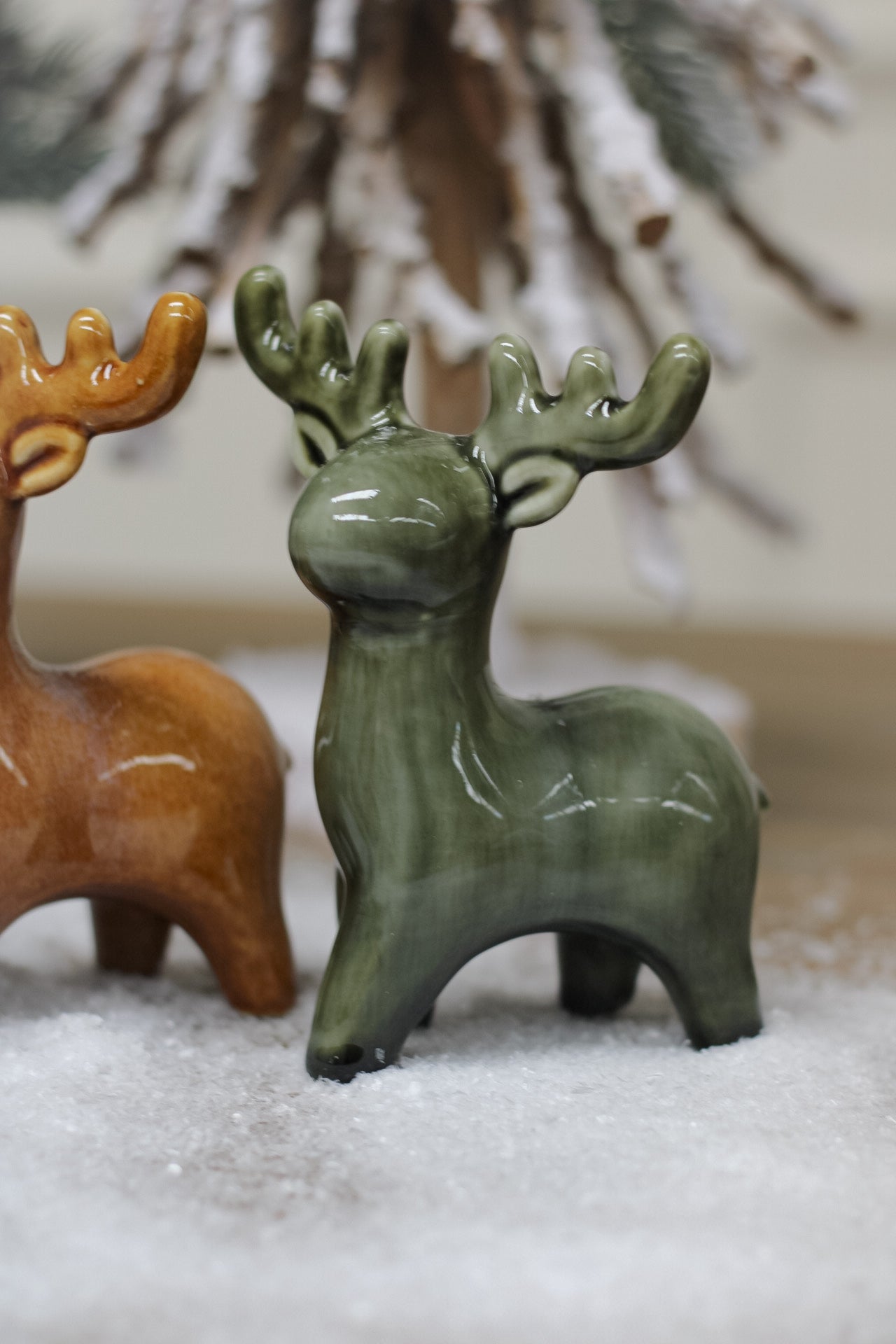 teal ceramic festive deer