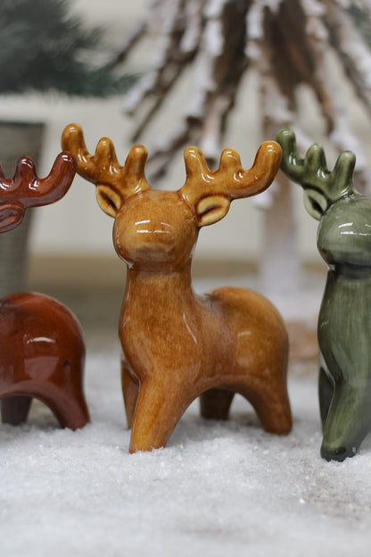 mustard ceramic festive reindeer