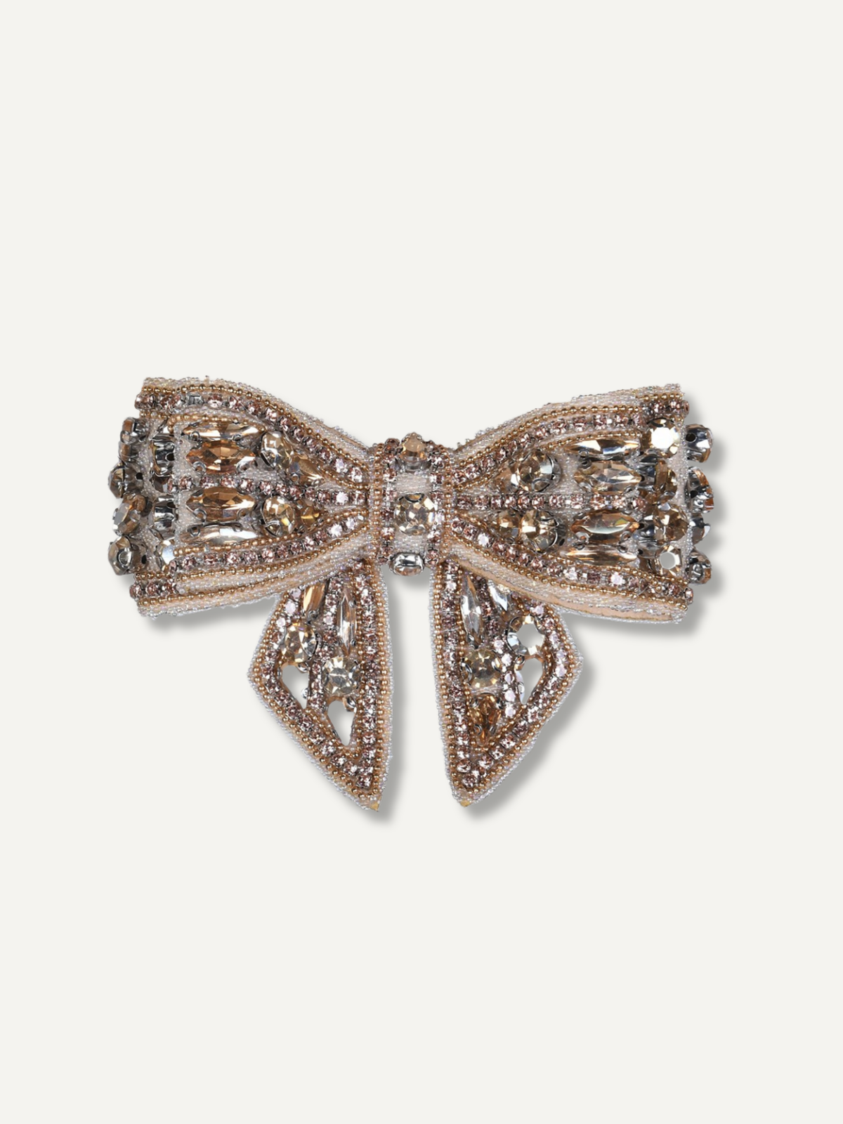 Champagne Crystal Bow Christmas Tree Clip