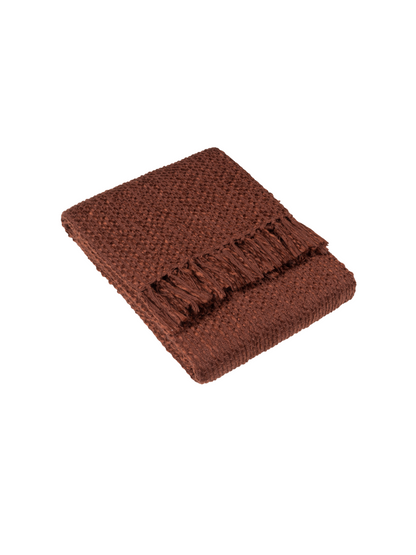 Chestnut Woven Fringed Throw
