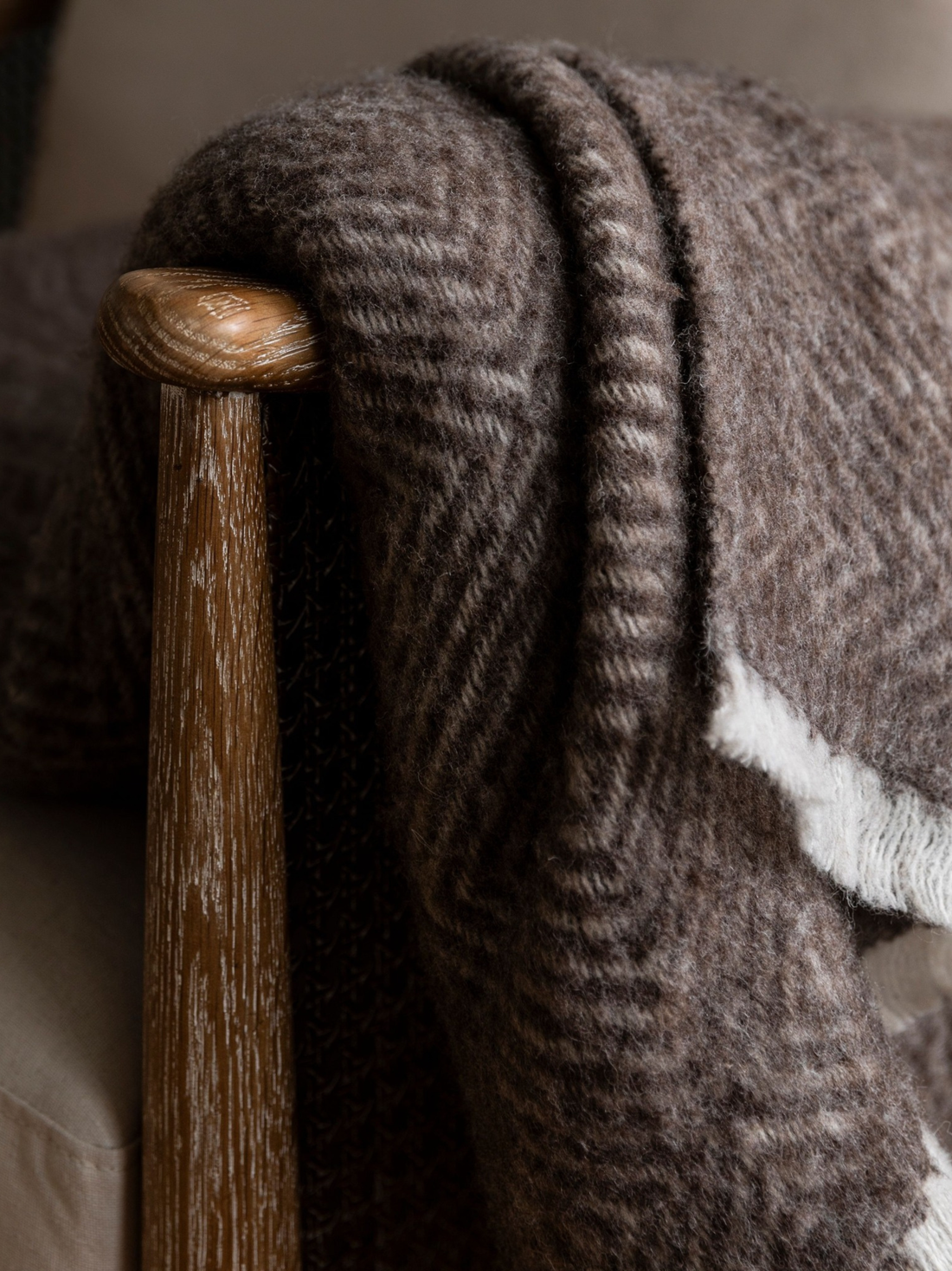 Coffee Bean Diamond Natural Wool Throw