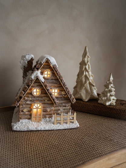 Cosy Snug Wooden Lodge &amp; Stoneware Christmas Trees Styling Bundle