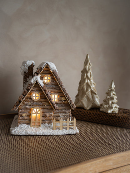 Cosy Snug Wooden Lodge &amp; Stoneware Christmas Trees Styling Bundle