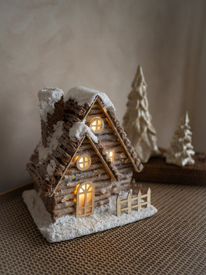 Cosy Snug Wooden Lodge &amp; Stoneware Christmas Trees Styling Bundle