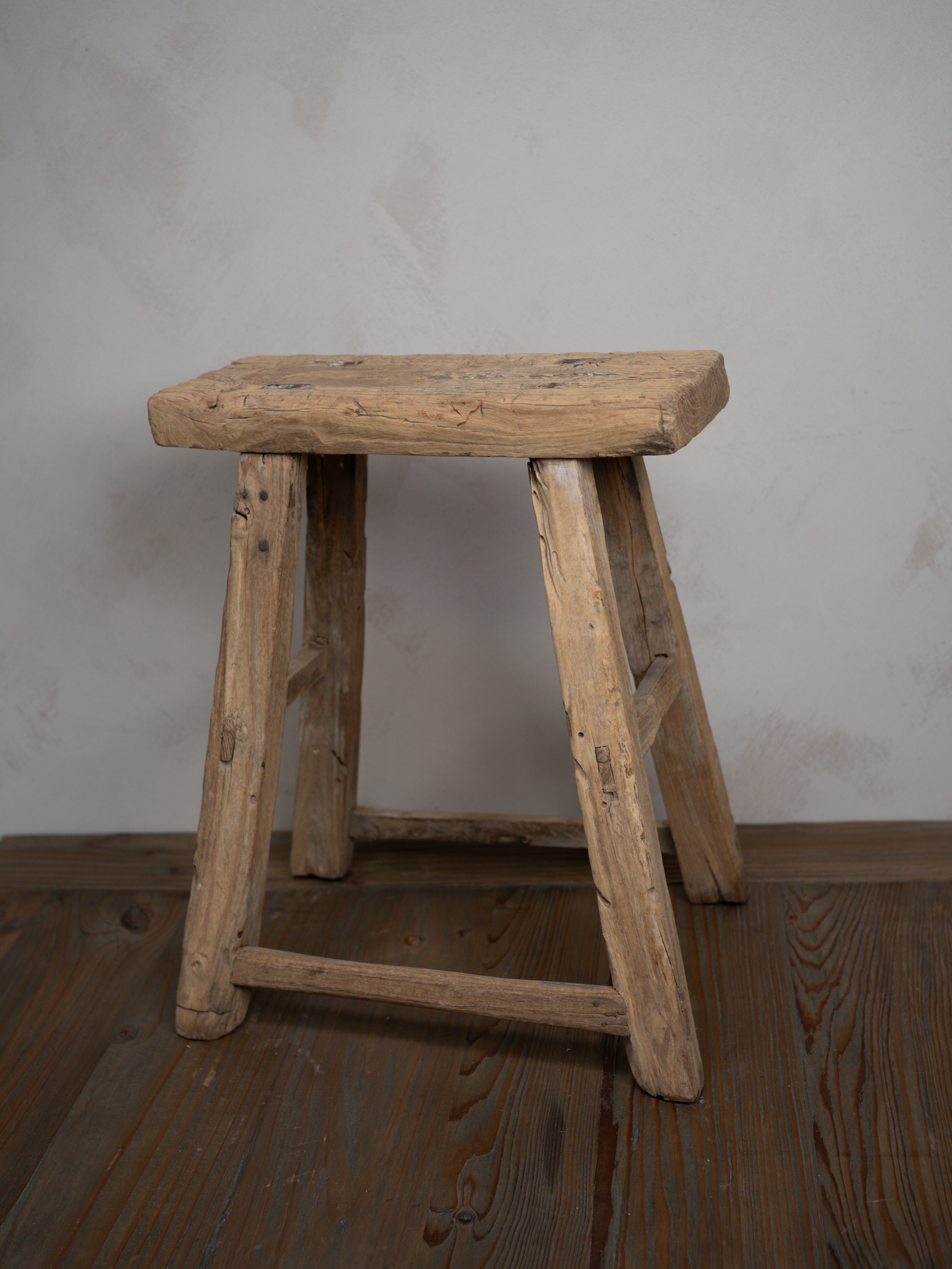Tall Reclaimed Wooden Milking Stool - Style I