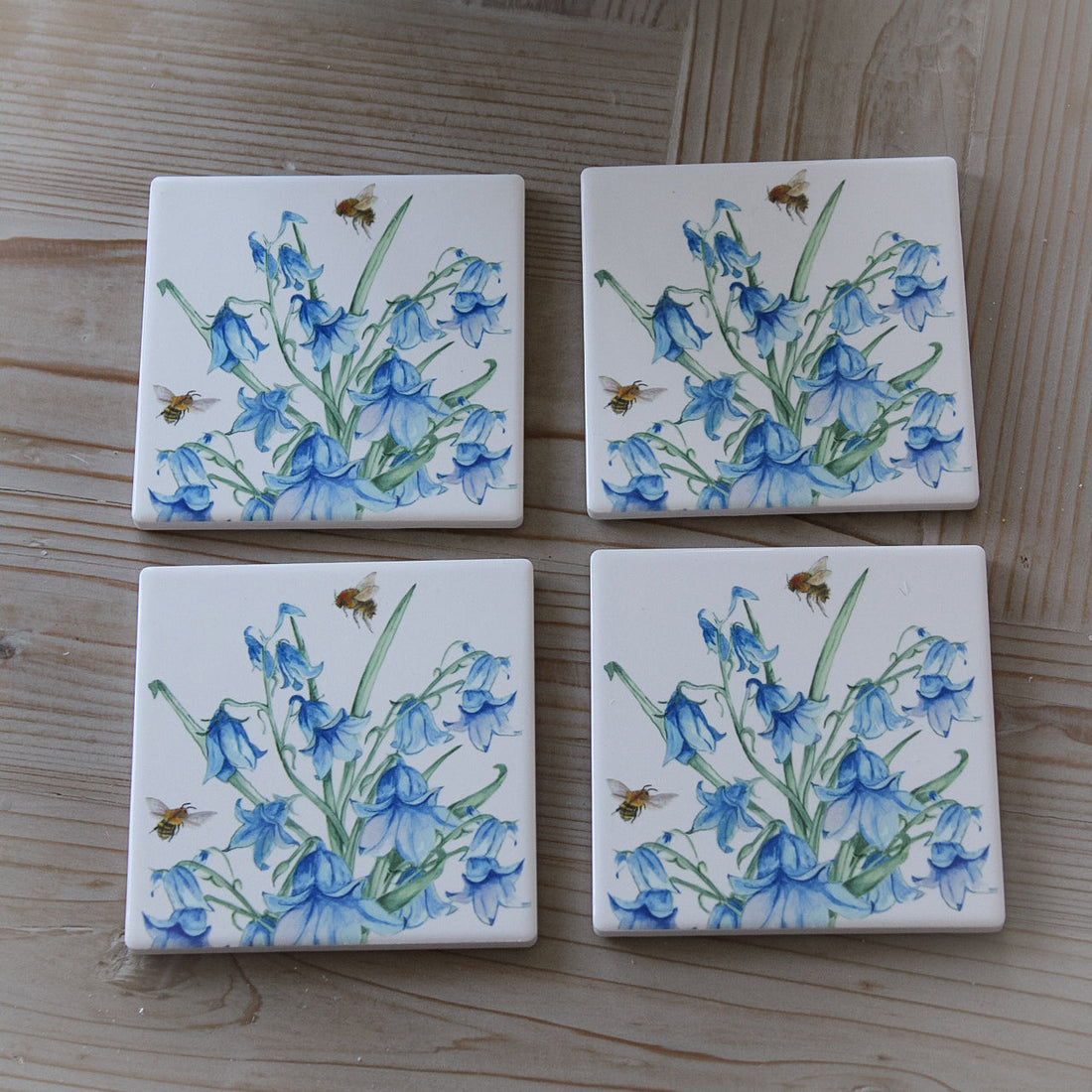 Bluebells Ceramic Coasters | Set of 4