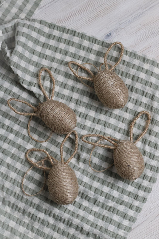 Hessian String Bunny Egg Hanger | Set of 4