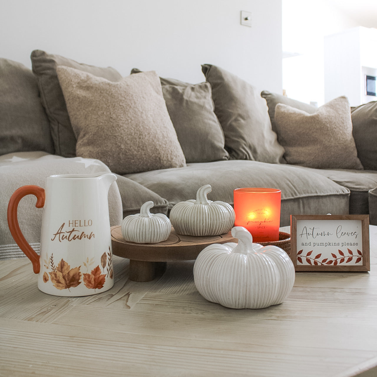 Short Rustic Glazed Ribbed Ceramic Pumpkin