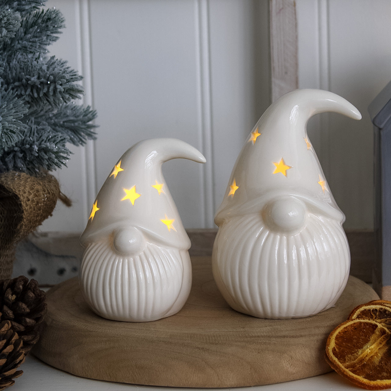 Star White Ceramic LED Gonks | Set of 2