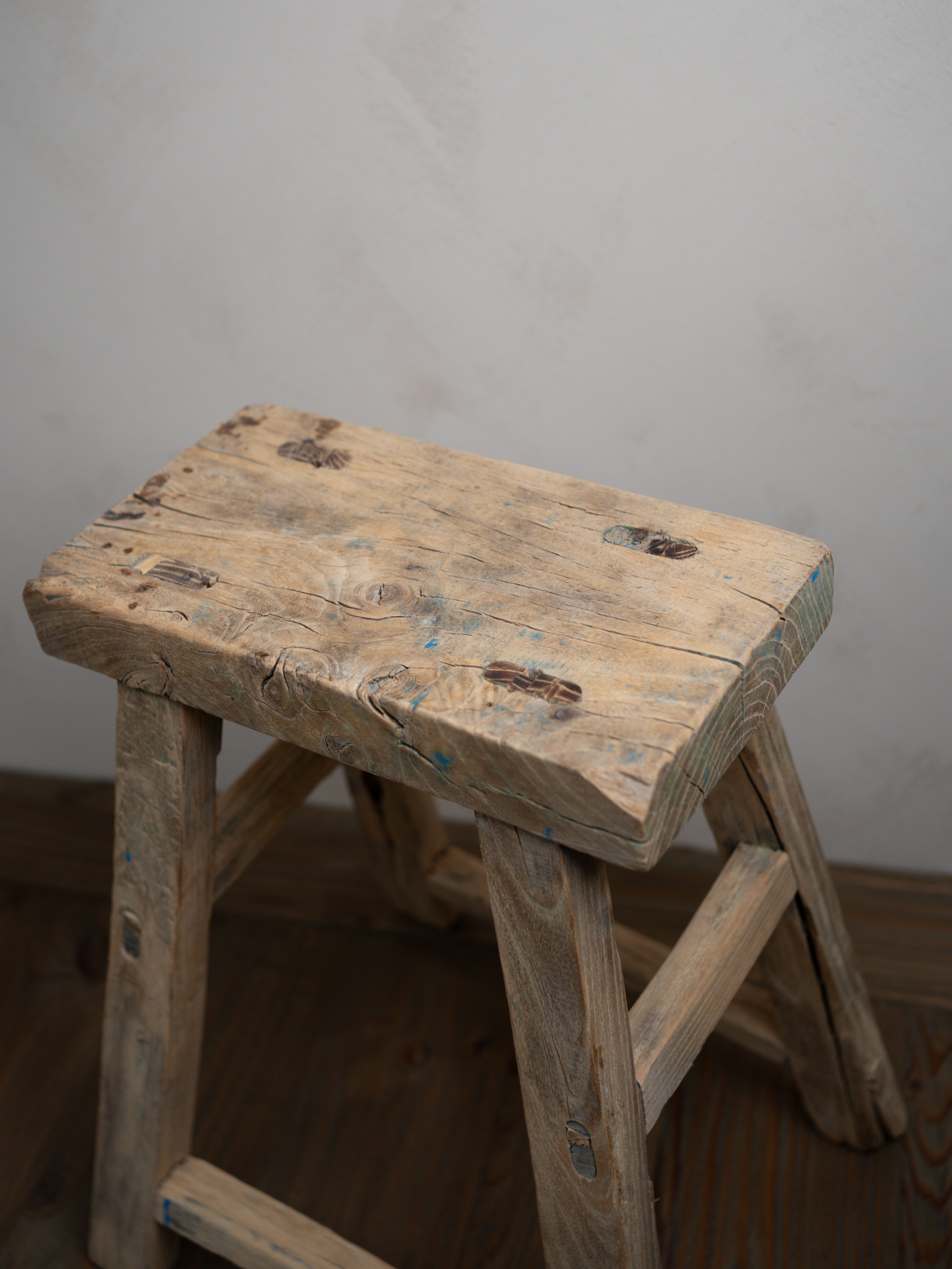 Tall Reclaimed Wooden Milking Stool - Style A