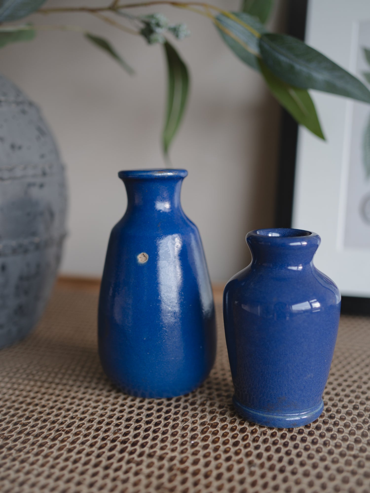 Vintage Small Blue Decorative Bottles - Set of 2