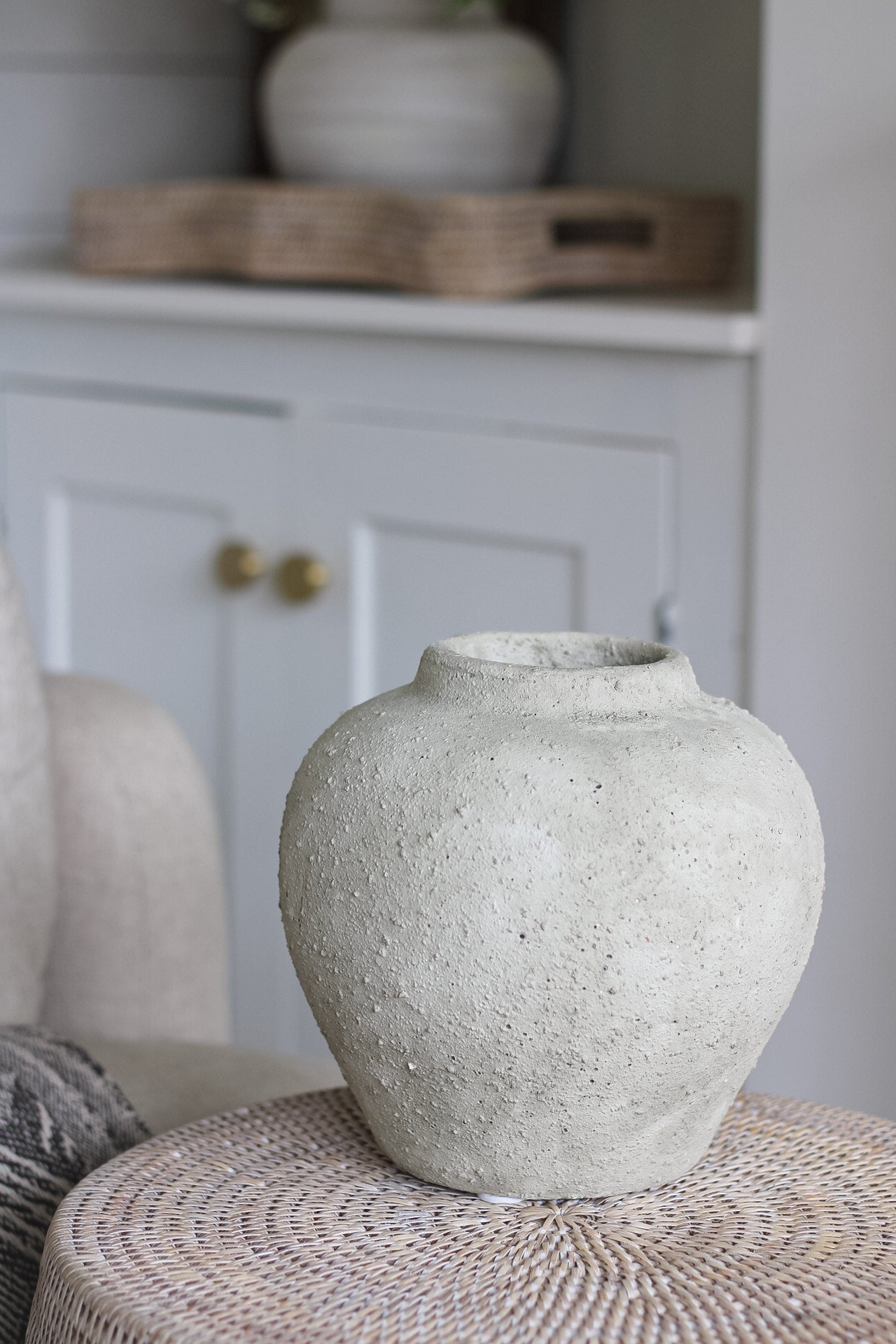 textured stone vase for home decor