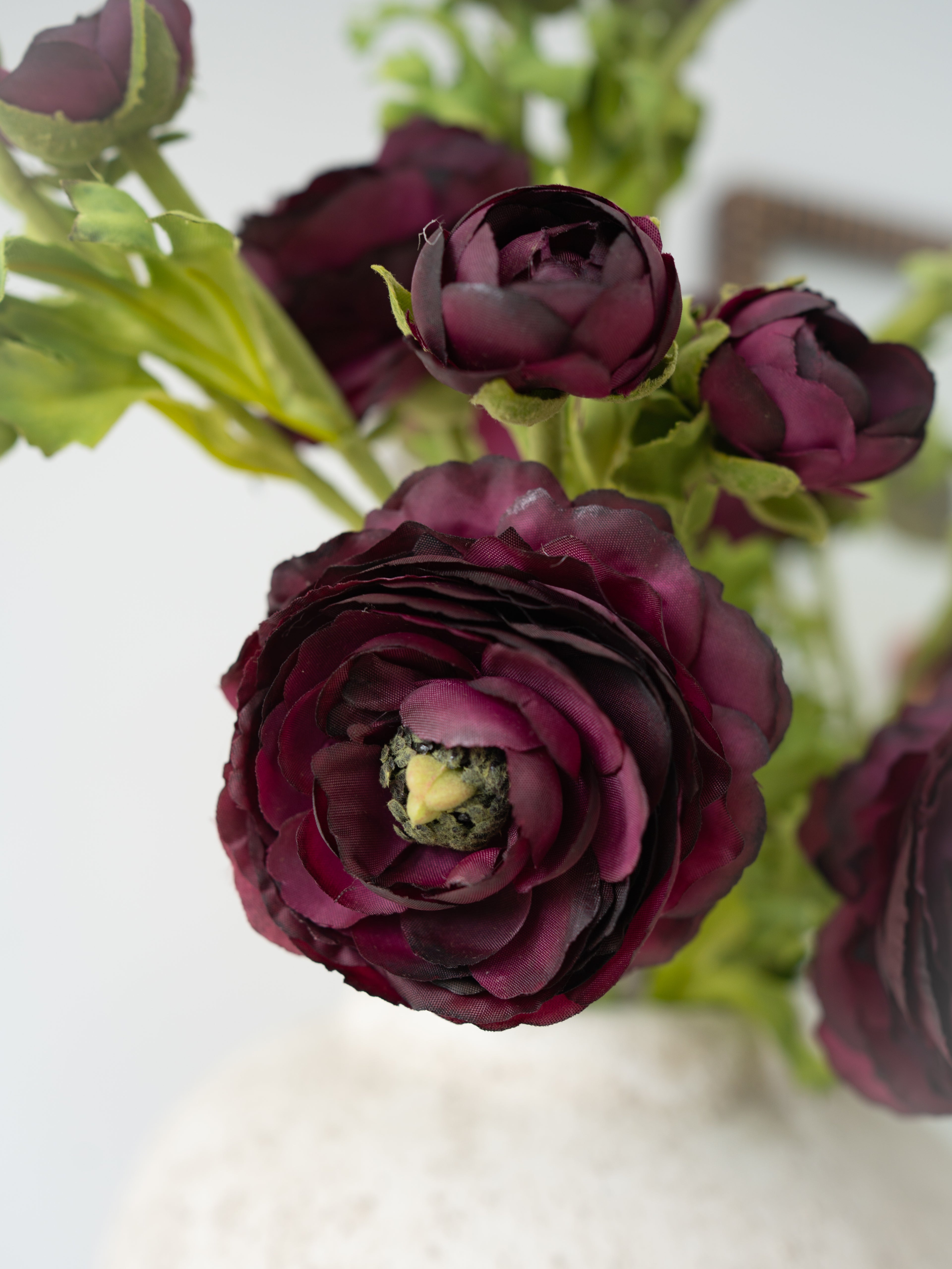 Faux Scarlet Ranunculus Spray