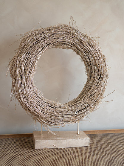 Rustic Champagne Wreath on Stand