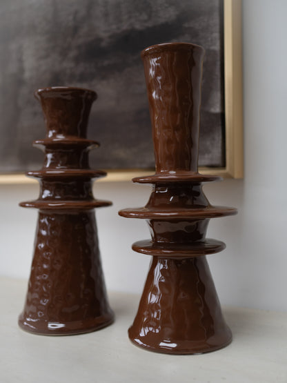 Pair of Carob Glazed Tapered Vases