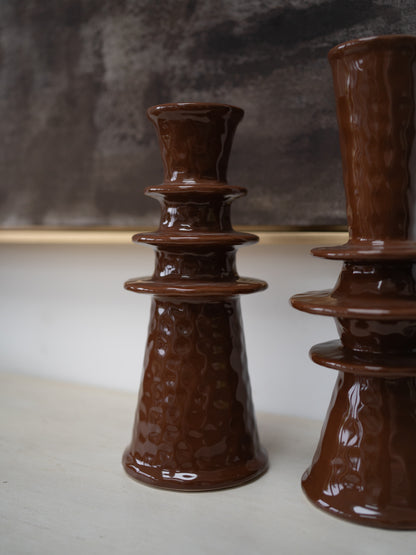 Pair of Carob Glazed Tapered Vases