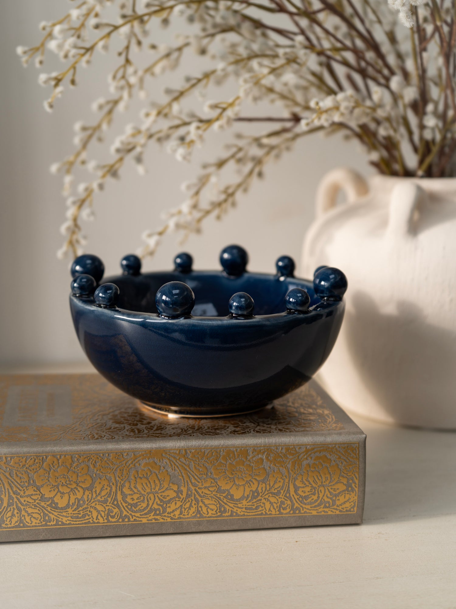 Dark Blue Small Bobble Edged Bowl