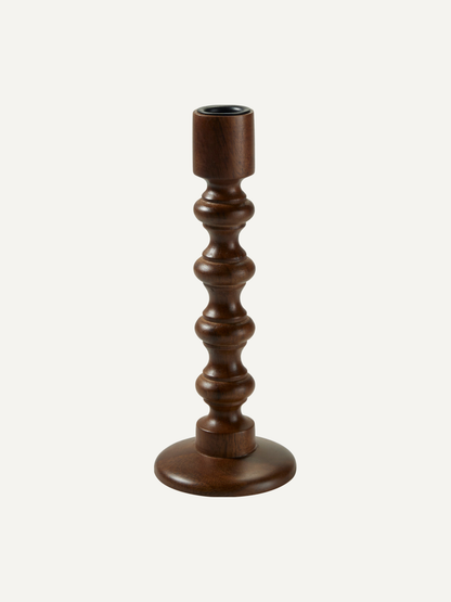 Dark Wood Mango Wood Candlestick