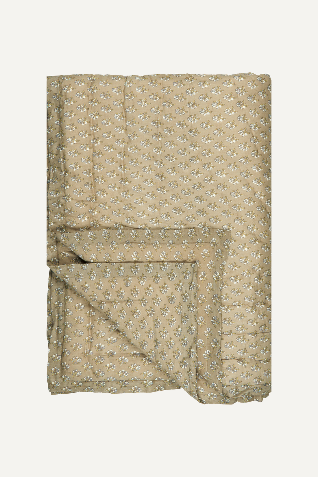 Delicate Floral Olive Green Quilted Cotton Blanket