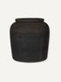 Black textured vase on a white background