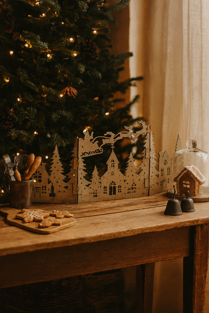 Distressed Gold Santa in Flight Decoration