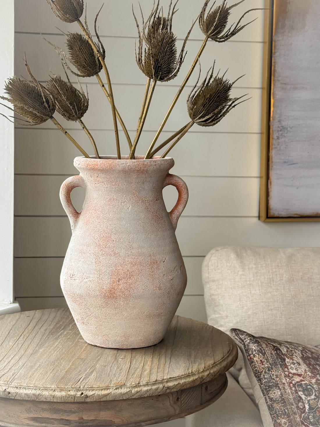 Distressed Terracotta Vase with Handles