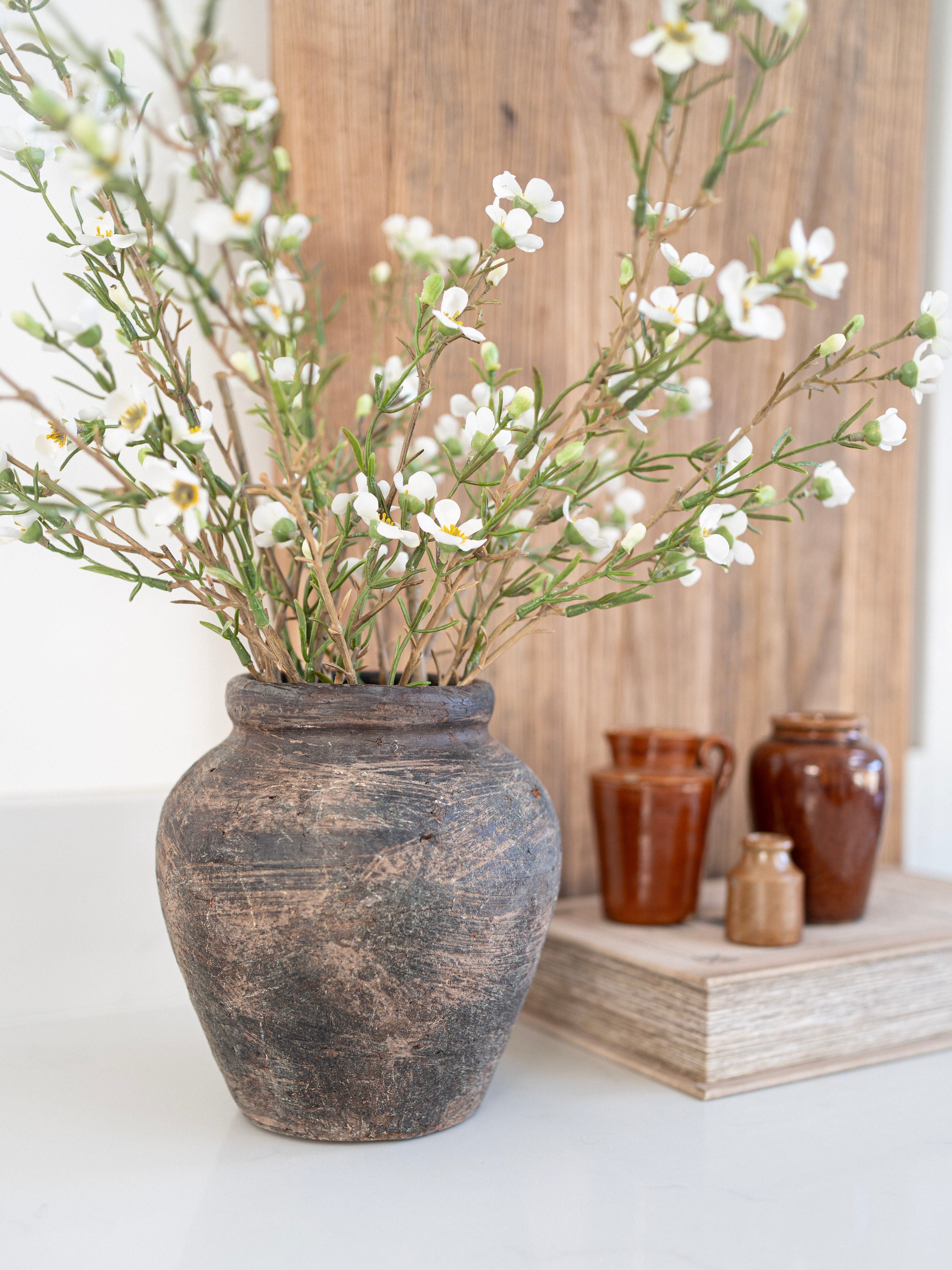 Durley Rustic Small Brown Aged Vase - Ivy Grey Interiors