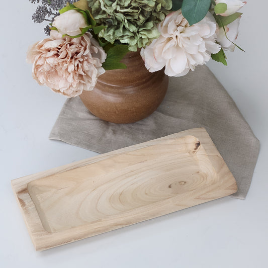 Natural Rustic Wood Rectangular Tray