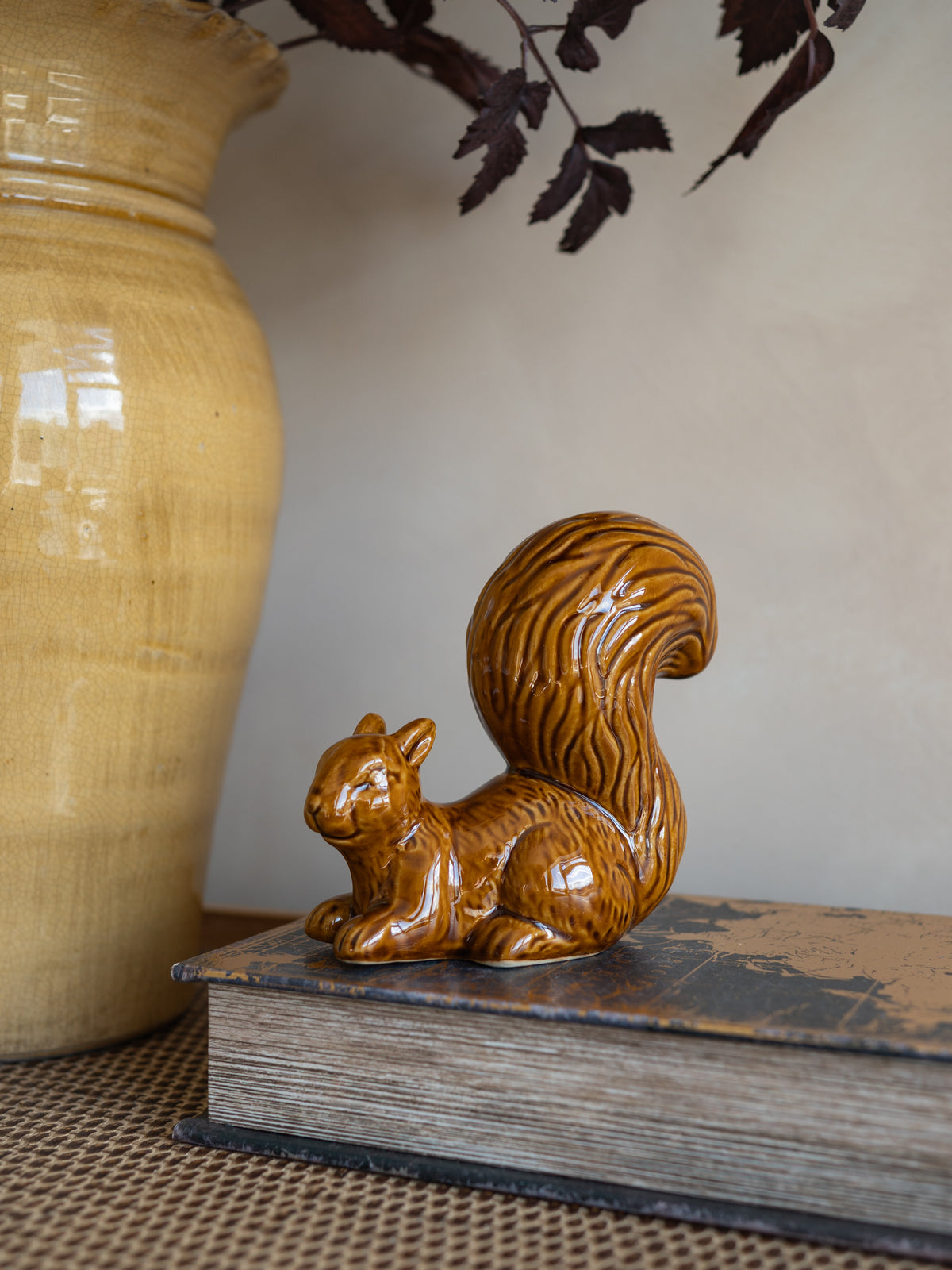 Brown Ceramic Squirrel Ornament