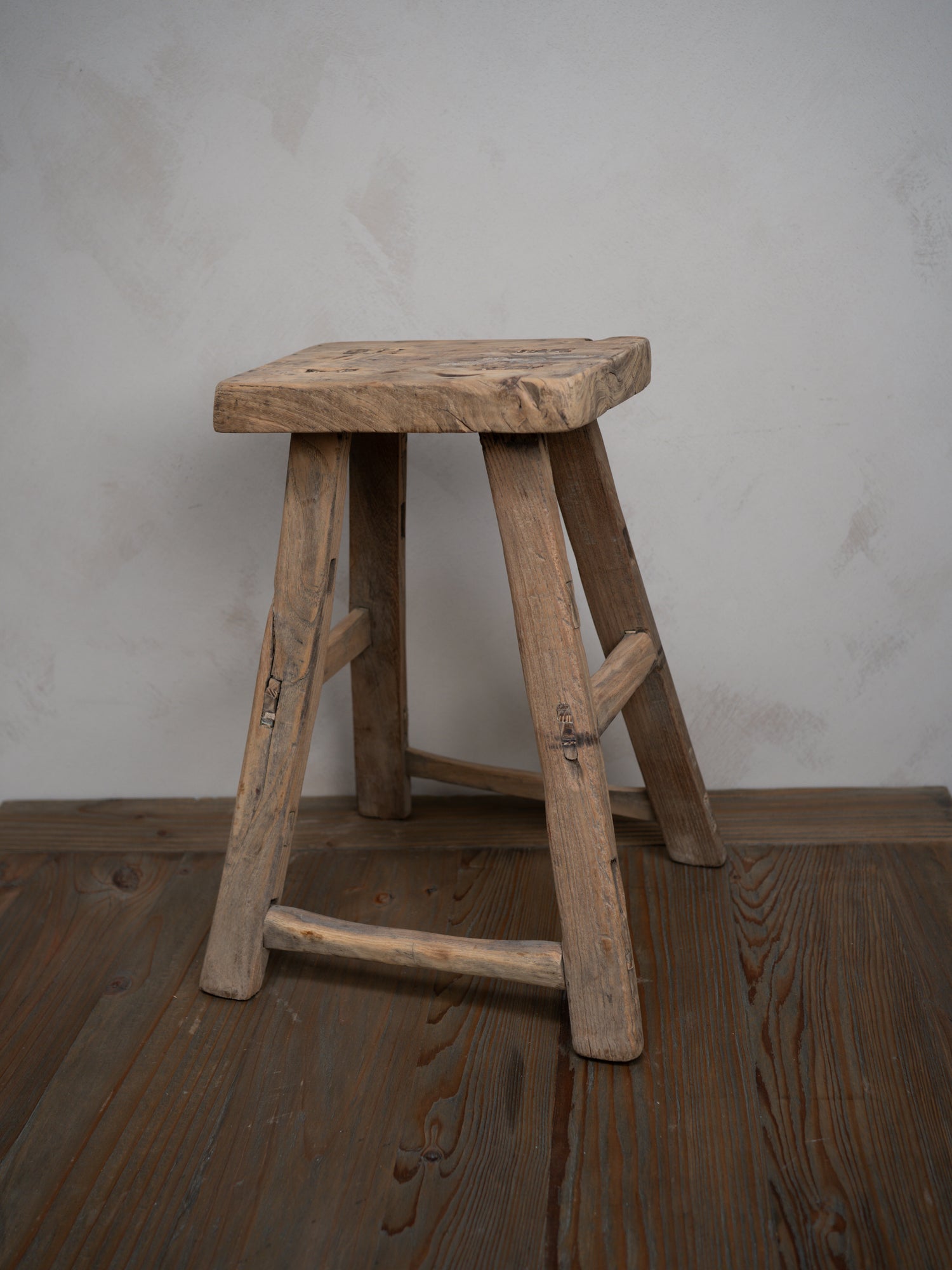 Tall Reclaimed Wooden Milking Stool - Style G