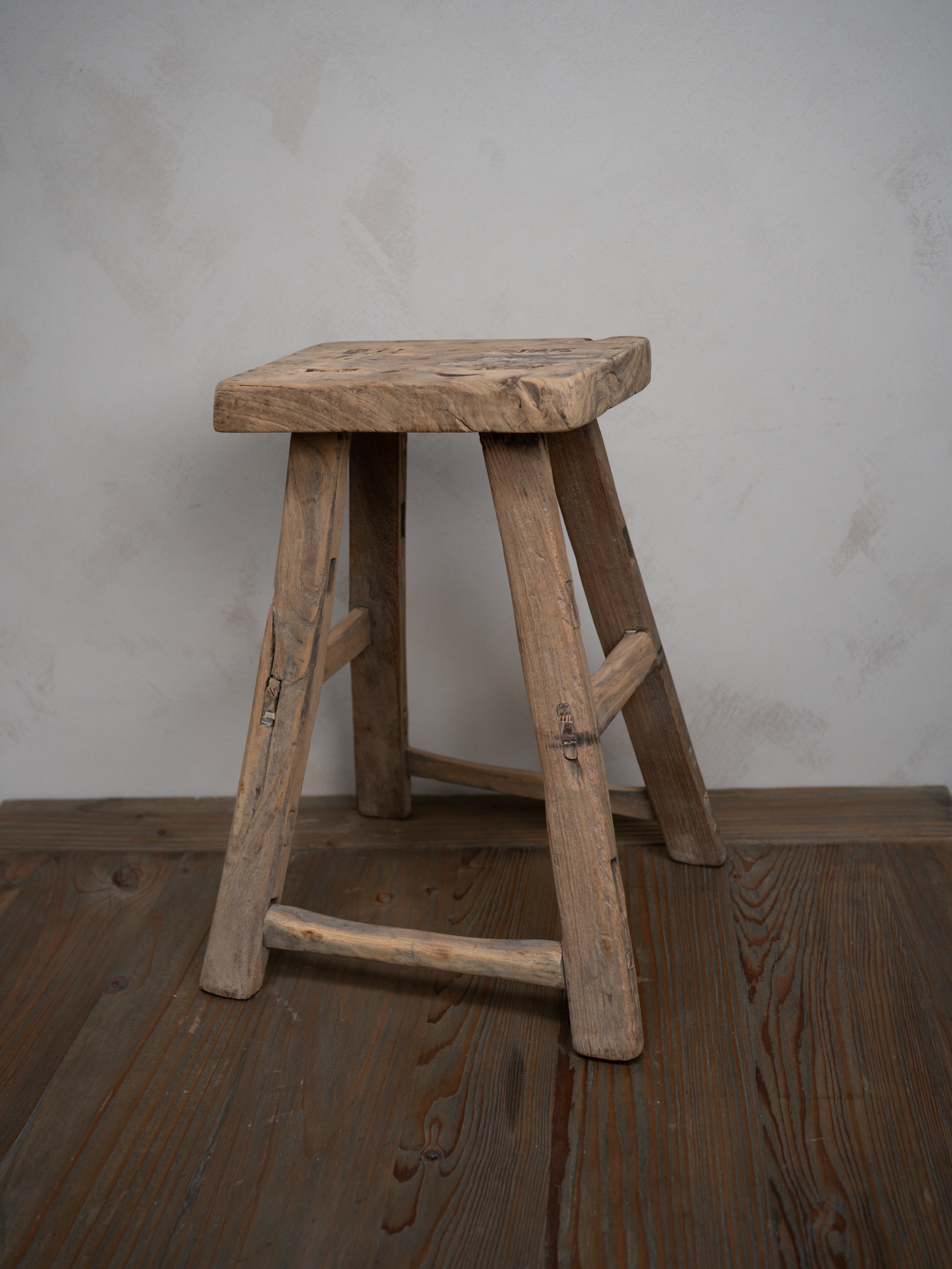 Tall Reclaimed Wooden Milking Stool - Style G