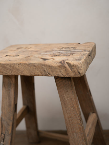 Tall Reclaimed Wooden Milking Stool - Style G