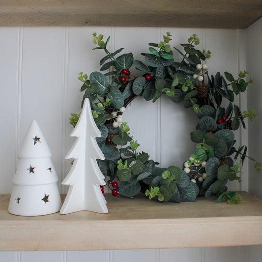 Small Frosted Red and White Berry Foliage Wreath