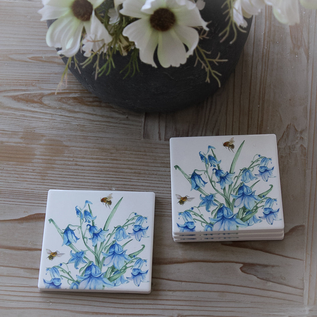 Bluebells Ceramic Coasters | Set of 4