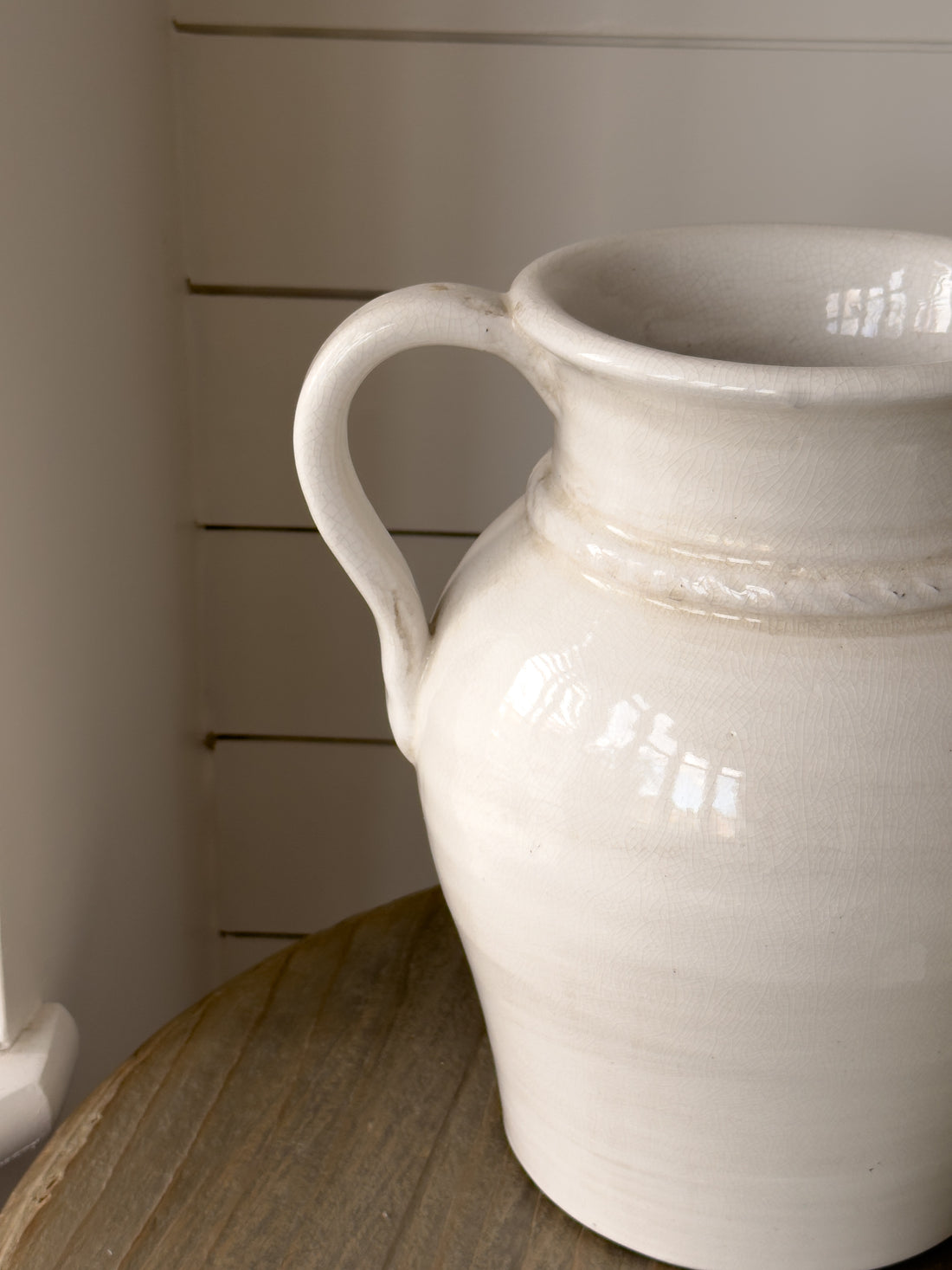 Hesketh Cream Distressed Ceramic Vase with Handles