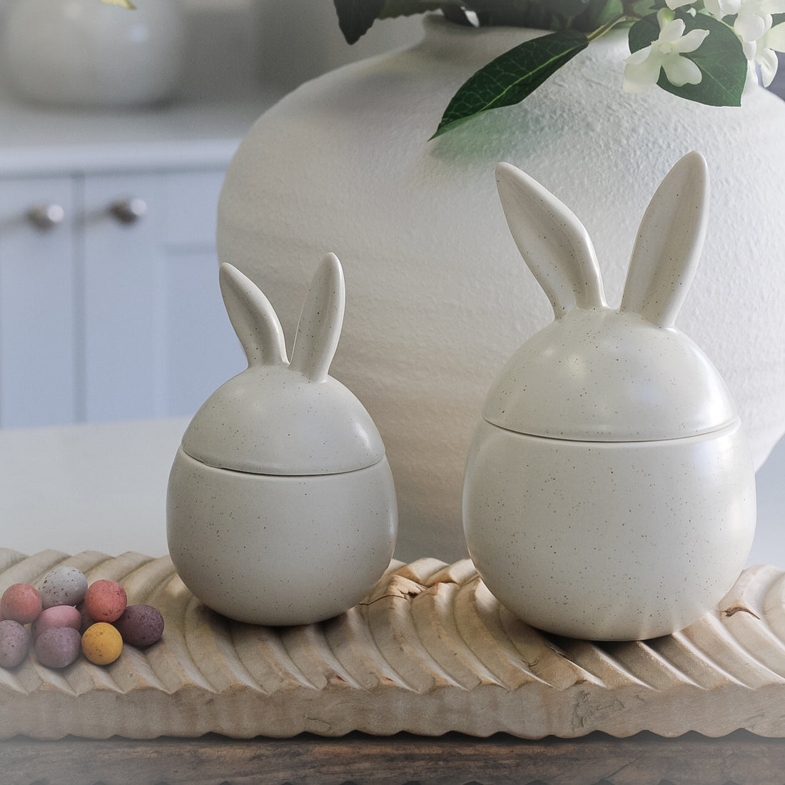 Speckled Ceramic Bunny Ears Pot