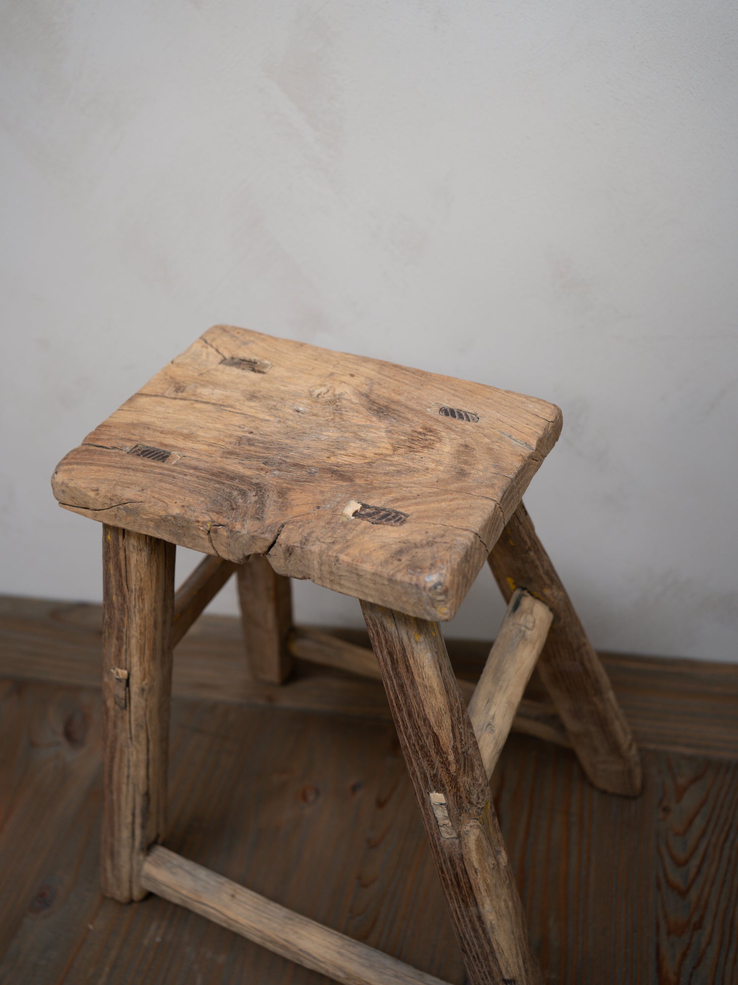 Tall Reclaimed Wooden Milking Stool - Style K