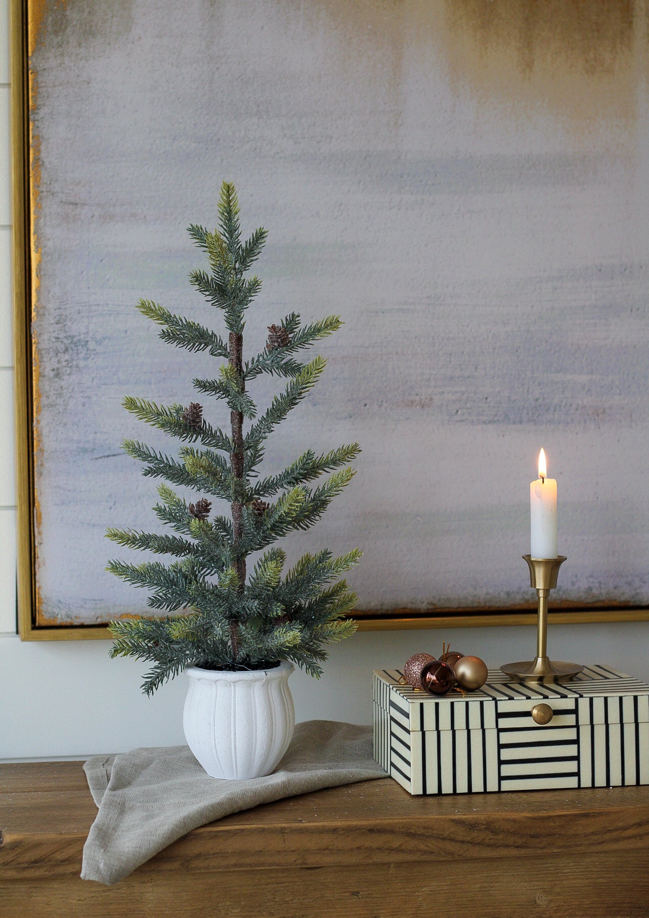 Glitter Pine Tree in White Pot