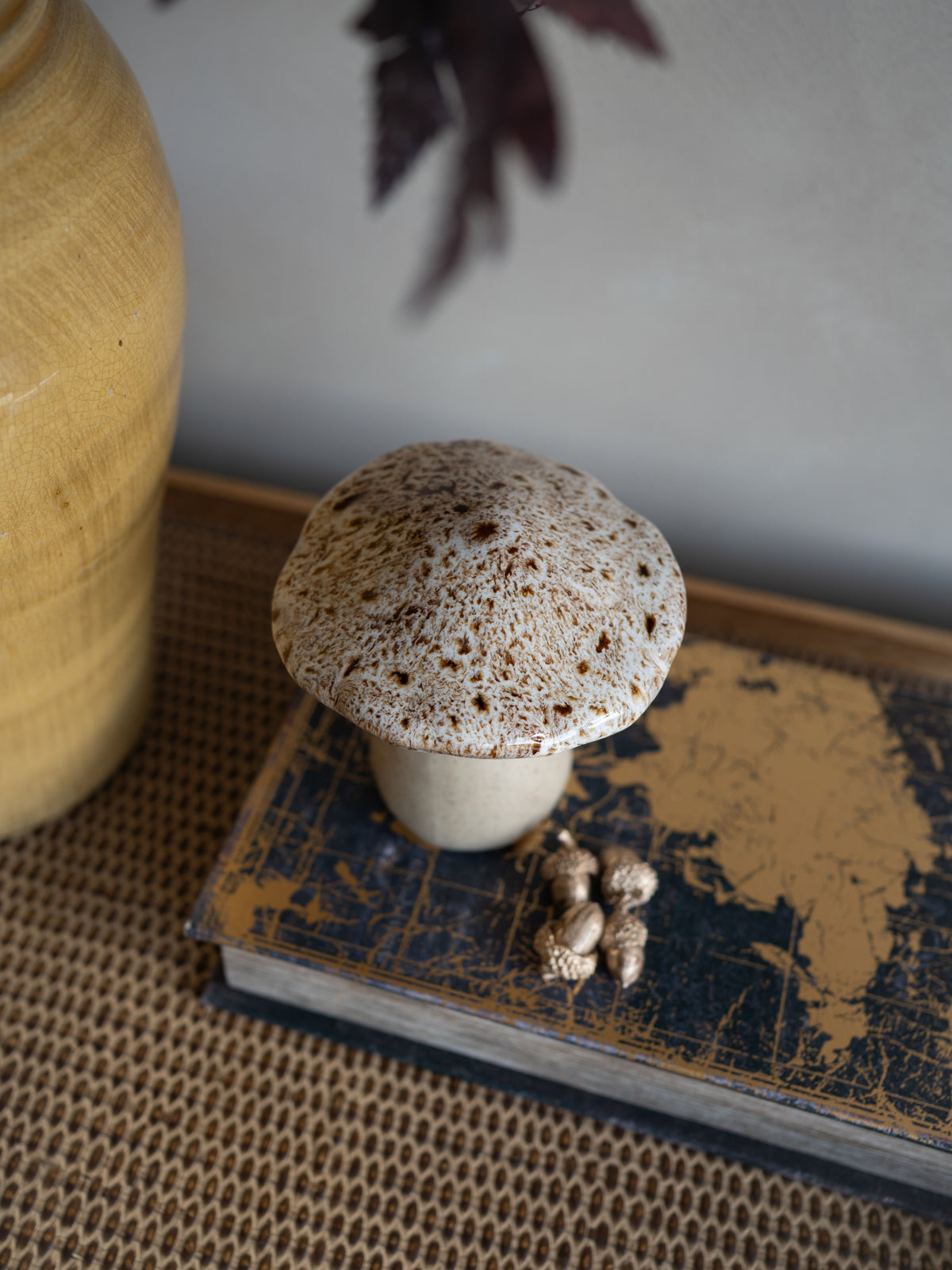 Beige Glazed Mushroom Ornament