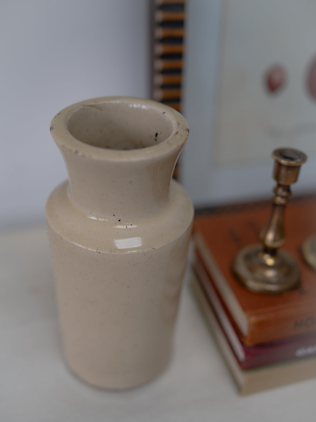 Vintage Cream Glazed Ink Bottle