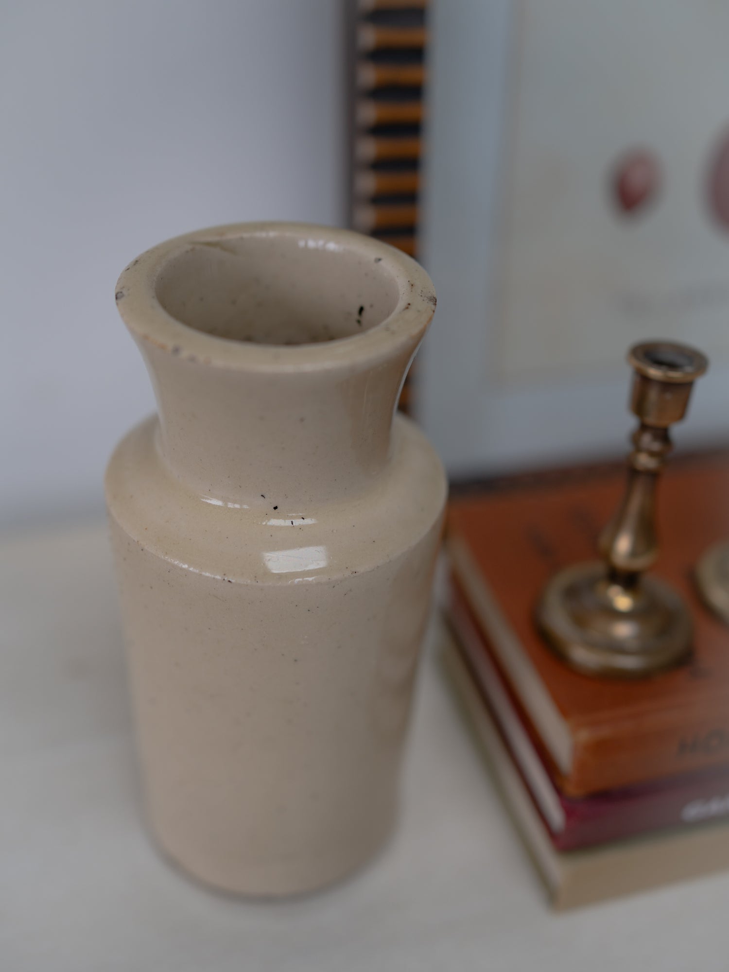 Vintage Cream Glazed Ink Bottle