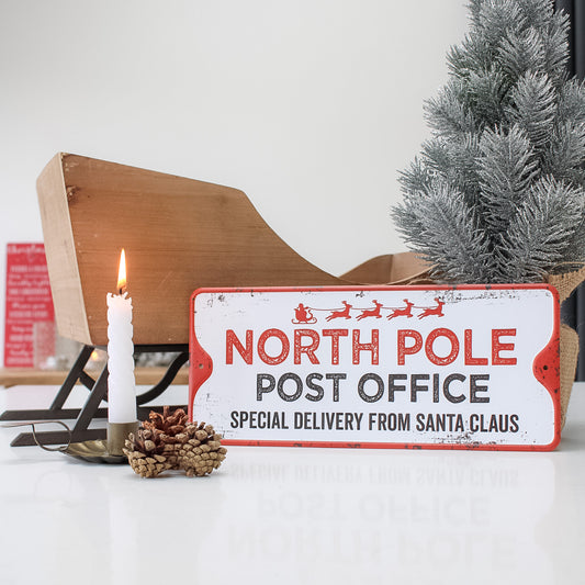 North Pole Post Office Metal Sign