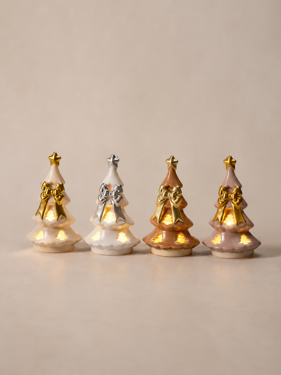 Small Sugar Plum Ceramic Trees - Set of 4