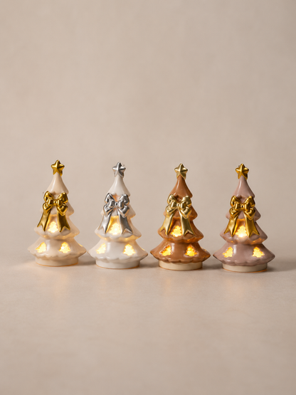 Small Sugar Plum Ceramic Trees - Set of 4